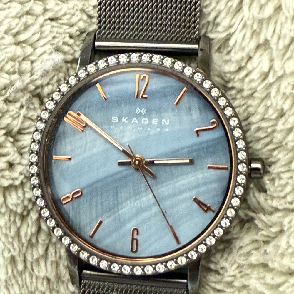 Skagen Blue Dial Watch with Silver Mesh Band